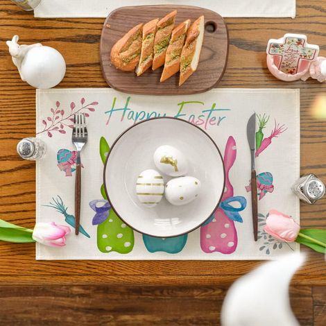 Placemat De Paques - Lin - 30 x 45 cm - Multicolore - Pour Table De Salle A Manger Ou Cuisine - Lot De 1 (1/5)