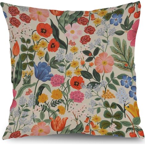 Housse de coussin floral coloré,décoration canapé-lit élégant,50×50cm (1/5)