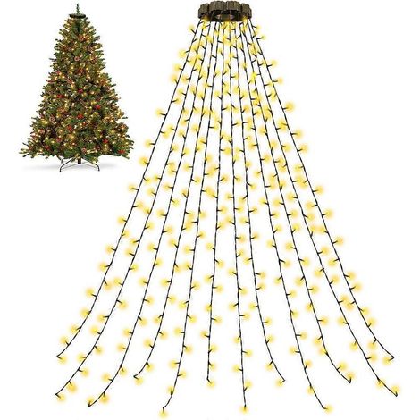 Guirlande lumineuse LED cascade de 3 m avec prise UE - Lumière blanc chaud - Décoration de sapin de Noël - Cadeau de Noël à suspendre ( ) (1/5)