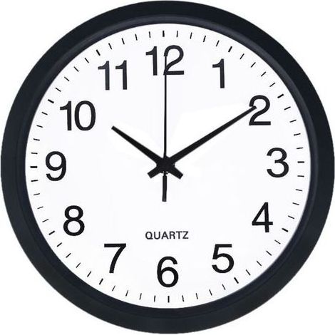 Horloge Murale de Salle de Bain en Plastique et Verre minéral, Balayage à Quartz, Noir, Ø 250 mm, Convient également pour Une Utilisation en extérieur (1/3)