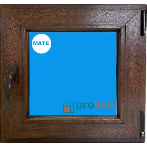 Ventana PVC 500x500 Nogal Oscilobatiente Derecha Vidrio Mate (1/5)