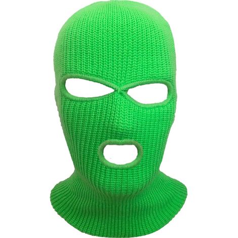 1 masque d'hiver chaud, masque à 3 trous, masque tricoté pour le ski et le vélo par temps froid, masque multifonctionnel, bonnet de ski pour moto et vélo, vert fluorescent (1/5)