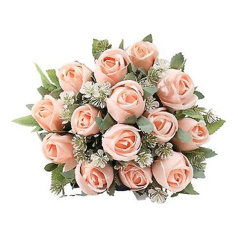 Bouquet de roses artificielles exquis, réaliste, facile d'entretien, ne se décolore pas, décoration polyvalente, branches de fleurs en plastiquerose clair (1/5)