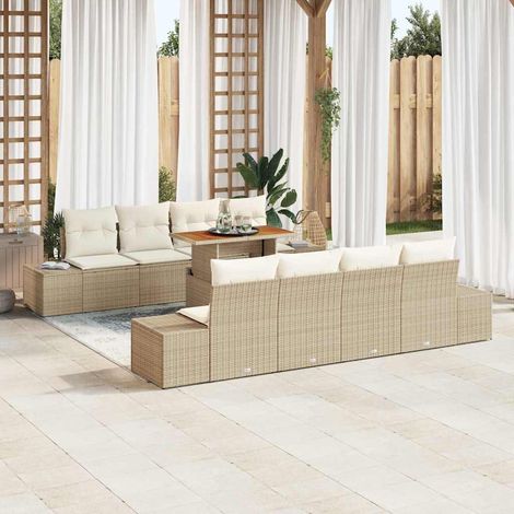 Garten Essgruppe mit Kissen 9 pcs Beige und Creme