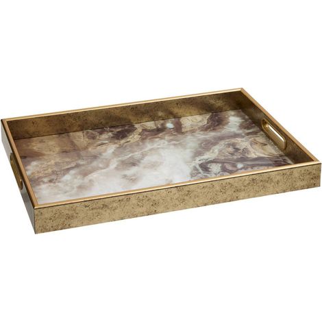Vassoio rettangolare elya 43x30x4 cm effetto marmo marrone - Atmosphera créateur d'intérieur