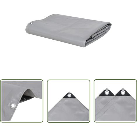 The Living Store Bâche 650 g / m² 5 x 6 m Gris - Couverture Imperméable - Bâche De Protection - Bâche Extérieure - Bâche Robuste - Bâche Multifonctionnelle (1/5)
