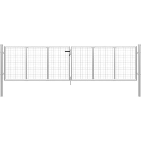 Porte de jardin Portail de jardin Portail de clôture Acier galvanisé 415x175 cm Argenté 38812 (1/5)