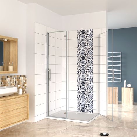 195 cm Box Doccia Angolare Porta Pieghevole 100 cm con Porta Battente 76 cm in Vetro 6 mm Temperato Anticalcare Trasparente Telaio Cromo Lucido (1/5)