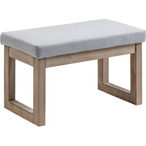 Repose-pieds de style scandinave, tabouret, repose-pieds, 68 cm x 38 cm x 42 cm, gris et naturel (1/5)
