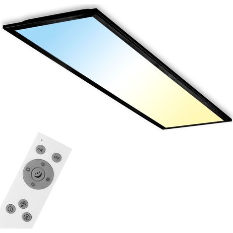 Briloner LED Deckenleuchte Piatto ultraflach CCT Panel mit Fernbedienung, CCT, 24W, schwarz, Metall-Kunststoff