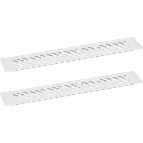 2 Pcs 300x50mm Air Vent Cover Grille Aluminum Alloy Mesh Ventilation Grille Rectangular (Silver) (1/5)