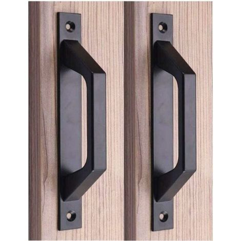 2pcs 200mm Black Handle, Drilling Kit, Barn Door Handle, Aluminum Sliding Door Handle (1/4)