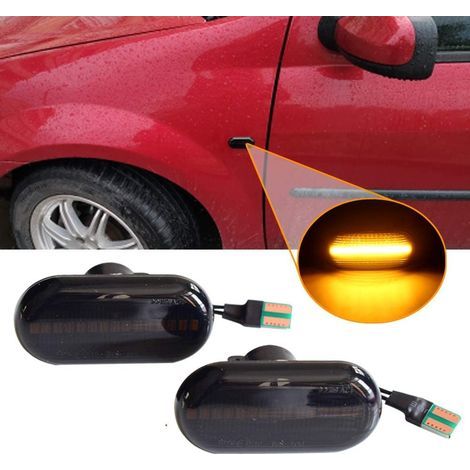 Dynamische Seitenblinker für Dacia Duster, Dokker, Lodgy, Renault Megane 1, Clio 1 2, Kangoo Espace, Smart Fortwo 453 (Schwarz) (1/5)