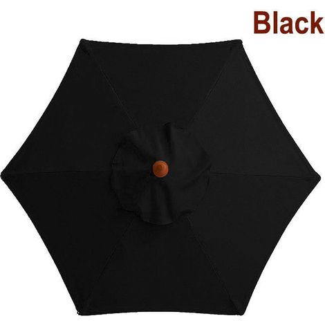 Parasol hexagonal 2m à 6 bras, voile de remplacement noire pour ombrelle de jardin, toile robuste et résistante aux UV. (1/5)