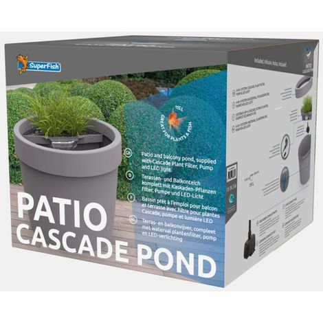 Le Poisson Qui Jardine – Bassin préformé 115L pour terrasse ou balcon – Pompe 1050 l/h et éclairage LED inclus – Filtration naturelle par aquaponie – Dimensions 56 cm x 64 cm