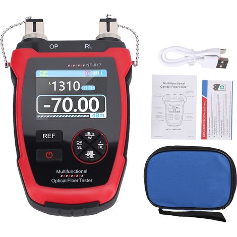 Wattmètre optique à lumière rouge, 10 longueurs d'onde, connecteur FC/SC, testeur de fibre optique, écran LCD, détection d'atténuation, détecteur de défauts de câble (1/5)