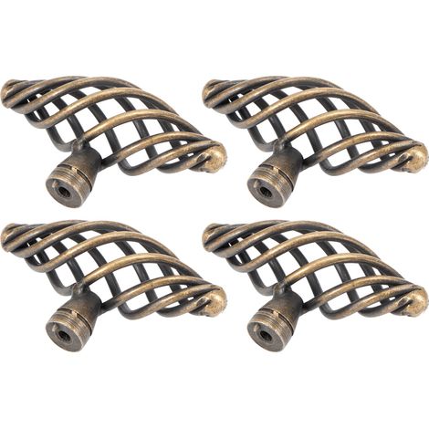 Poignée en bronze antique pour cage à oiseaux (lot de 4), style rétro européen. (1/5)