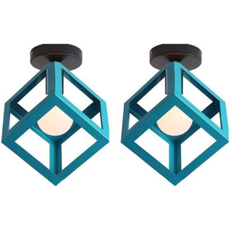 royaluxe- (2X)Lampe De Plafond En Forme De Cube Luminaire Plafonnier Moderne Plafonnier Vintage Rétro Bleu (1/5)