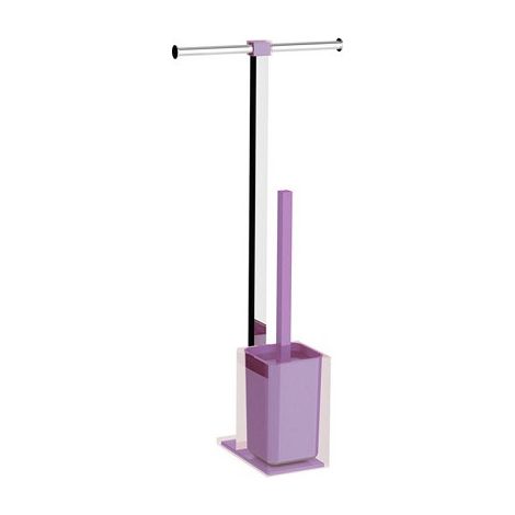 Colonnina portarotolo e scopino WC acciaio inox e resine termoplastiche serie Rainbow Gedy RA32 Lilla Trasparente (1/3)