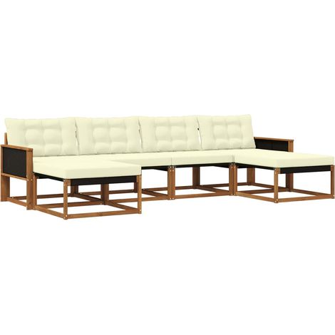 Conjunto de sofás de exterior con cojín 6 pcs Natural y Crema vidaXL (1/5)