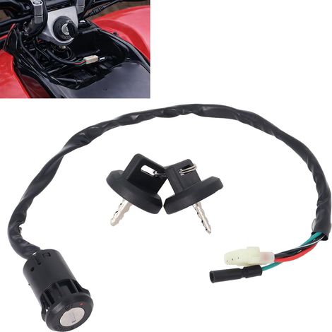 Kit commutateur à clé d'allumage TRX400EX, compatible ATV TRX400EX, Recon250, TRX250EX/X, remplace 35100‑HM8‑000, noir (1/5)