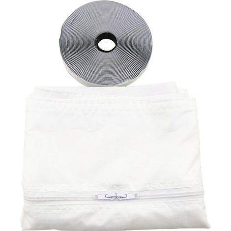 Kit d'Étanchéité pour Fenêtre Coulissante avec Tuyau d'Évacuation – Housse Universelle 4m pour Climatiseur Mobile Portable, Bâche Isolante Anti-Chaleur Facile à Installer-x