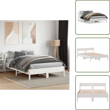 - vidaXL Letto senza Materasso Bianco 120x190 cm Legno Massello di Pino -