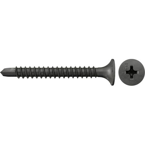 Lot de 1000 vis spéciales avec pointe de perçage, tête trompette, filetage fin et entraînement cruciforme PH, pour le montage de plaques de plâtre sur des profilés métalliques, 3,5 x 25 mm (1/2)