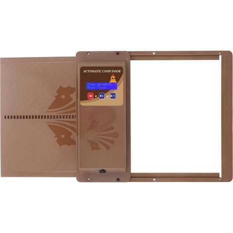 Porte Automatique de Poulailler, Contrôle Minuterie avec Affichage LED pour la sécurité des Volailles, Ouvre-Porte Horizontal Poulets, Canards et Oies (Brown) Brun - (1/5)