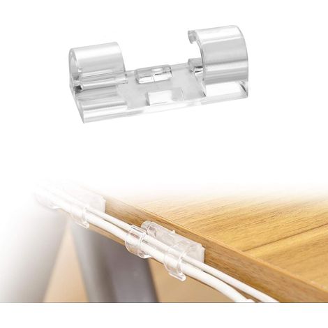 Clips De Gestion De Câbles - Auto-Adhésifs - Transparent - Diamètre Max 5 Mm - Pour Bureau À Domicile Et Bureau Professionnel - Lot De 60 Pièces (1/5)