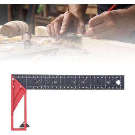 Rechtwinkliger Lineal für die Holzbearbeitung, Mehrwinkel-Markierungslineal 45°, 30°, 90°, hochpräzises Universallineal aus 3 mm dicker Aluminiumlegierung, 30 cm lang. (1/5)
