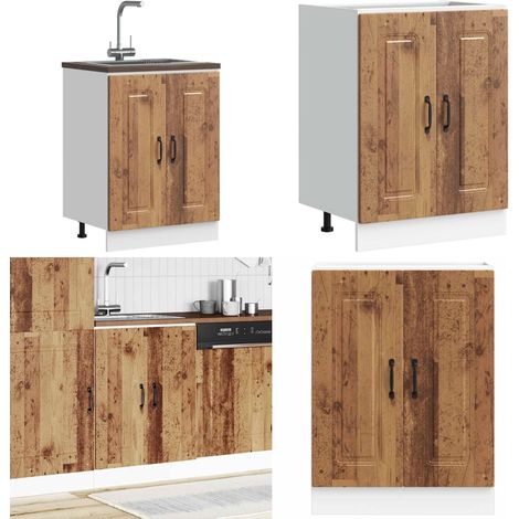 vidaXL Meuble bas pour évier Kalmar vieux bois bois d'ingénierie (1/5)