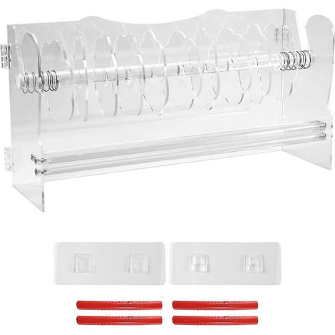 Distributeur d'étiquettes transparent réglable, distributeur d'autocollants en acrylique à 8 pièces, porte-rouleau d'autocollants, convient aux bureaux à domicile. (1/5)