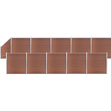 Set de valla 10 cuadradas + 1 oblicua WPC marrón 1830x186 cm