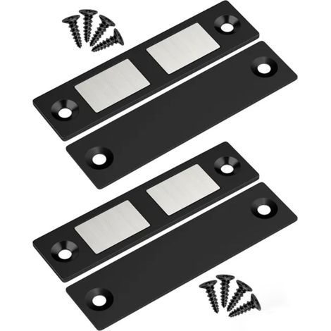 Butoir De Porte Magnetique Sans Perçage 2 Pieces Noir Mat Pour Placard Armoire Dressing