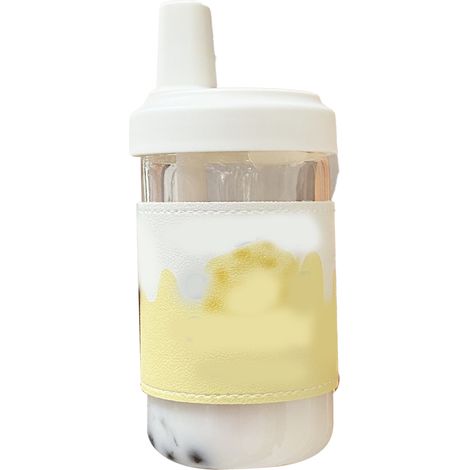 Gourde Isotherme Mignonne avec Paille, Couvercle Amovible et Manchon Anti-Chaleur - 500ml, Saine et Réutilisable (1/5)