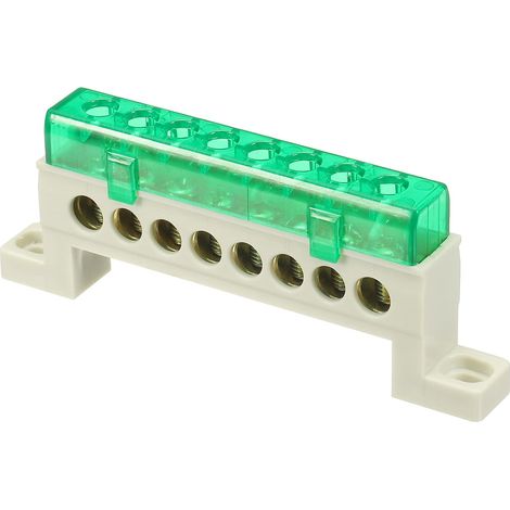 Barre De Terre À Bornes, 8 Positions Barre Omnibus À Bornes En Laiton, Bloc De Terre 7x11mm Pour Équipement Électrique, Boîte De Distribution, Vert (1/5)