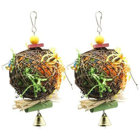 Jouets pour oiseaux pour perruches, calopsittes, conures, inséparables, oiseaux à la recherche de nourriture, déchiquetage, jonc de mer, avec divers jouets pour oiseaux (1/5)