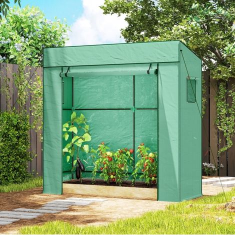 Serra da giardino per pomodori 196 x 77 x 197 cm, porta avvolgibile, verde HAVRYA (1/4)