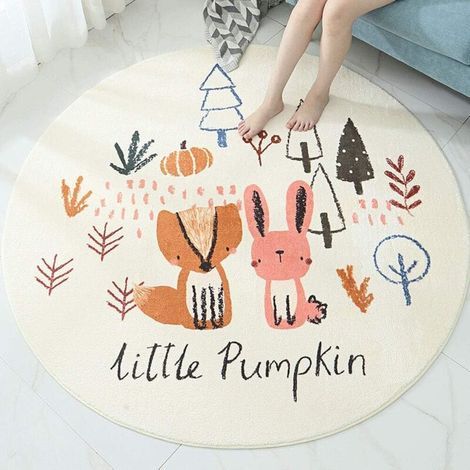 Tapis de jeu enfant rond lavable – Tapis doux et protecteur pour chambre ou salon, 60 cm, modèle Type 04 (1/5)