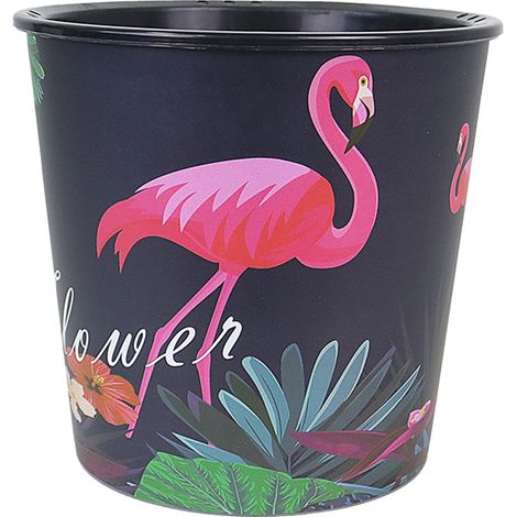 Pot de fleurs peint à arrosage automatique, motif flamant rose, pot extérieur + panier intérieur + corde en coton (1/5)