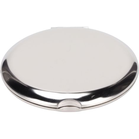 Miroir de poche double face pliable en acier inoxydable, petit miroir de sac à main portable et compact pour les voyages, rond (1/5)