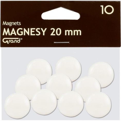 Aimant blanc 20 mm, lot de 10.