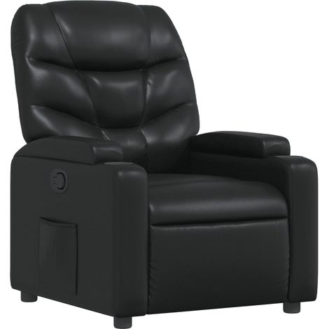 Poltrona relax porta TV con rivestimento confortevole e funzione basculante manuale in PVC nero DEC028086