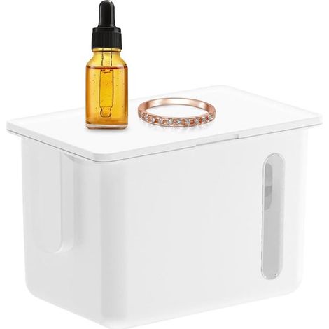 Dispensador de rollos de papel - Organizador de papel - Almacenamiento para baño - No requiere perforación - 20 x 12,5 x 13,5 cm - Blanco (1/5)