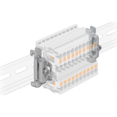 Delock Abrazadera Terminal de Riel DIN de acero inoxidable atornillable de 4 piezas