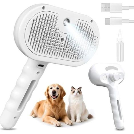 Brosse à Vapeur pour Chat, 3-1 Multi-usages Brosse Chat pour Chats et Chiens, La Perte de Poils, Massage et Toilettage Blanc (1/5)