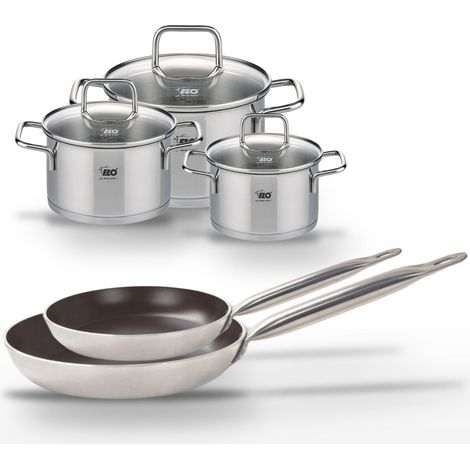 Lot de 2 Poêles 24/28 cm et 3 Faitouts 14/16/20 cm Elo Bistro Line (1/4)
