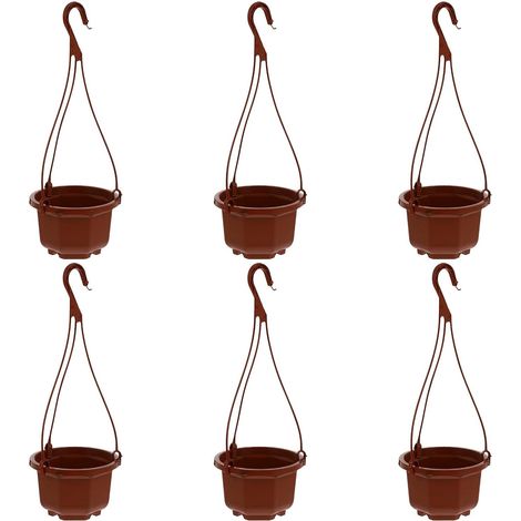Jardinières suspendues STOBOK, design aéré, lot de 6 en plastique, crochets rangement (1/5)