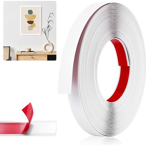Moulure Auto Adhesive, Blanc Baguette de Finition PVC, Décoration Moulure Adhesive de 12 m x 2 cm, Facile à Couper et à Installer, Moulures Flexible pour Bord de Carreau, Miroir, Porte (1/5)